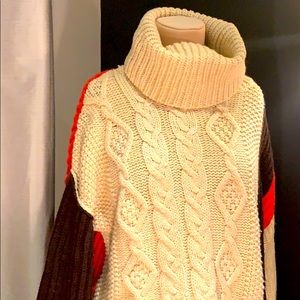 Zara knit colour block cable knit turtleneck